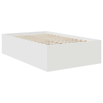 Bed Frame with Headboard White 135 x 190 cm Engineered Wood