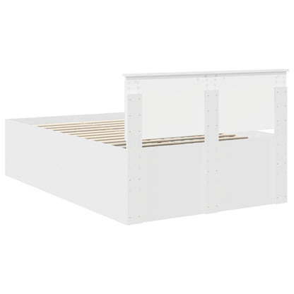Bed Frame with Headboard White 135 x 190 cm Engineered Wood