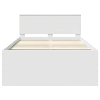 Bed Frame with Headboard White 135 x 190 cm Engineered Wood