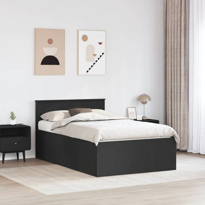 Bed Frame with Headboard Black 135 x 190 cm Engineered Wood
