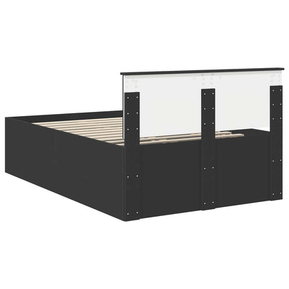 Bed Frame with Headboard Black 135 x 190 cm Engineered Wood
