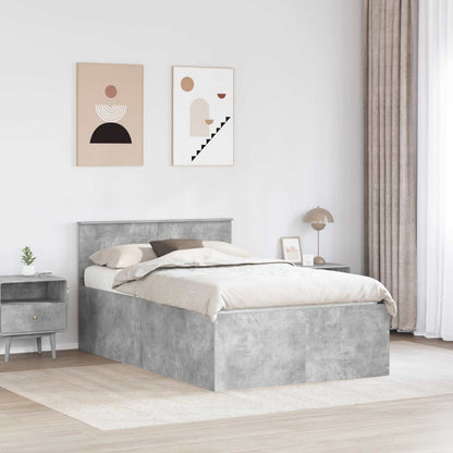 Bed Frame Concrete Grey 135 x 190 cm Engineered Wood