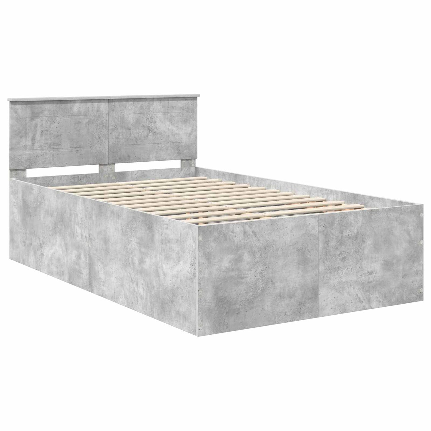 Bed Frame Concrete Grey 135 x 190 cm Engineered Wood