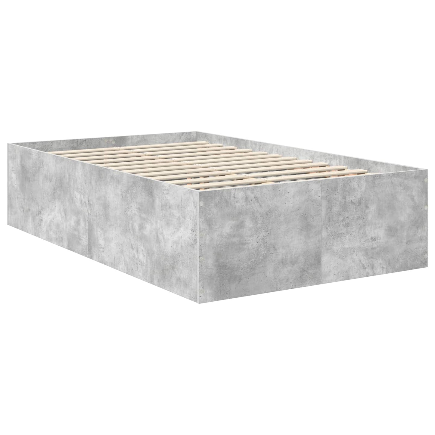 Bed Frame Concrete Grey 135 x 190 cm Engineered Wood