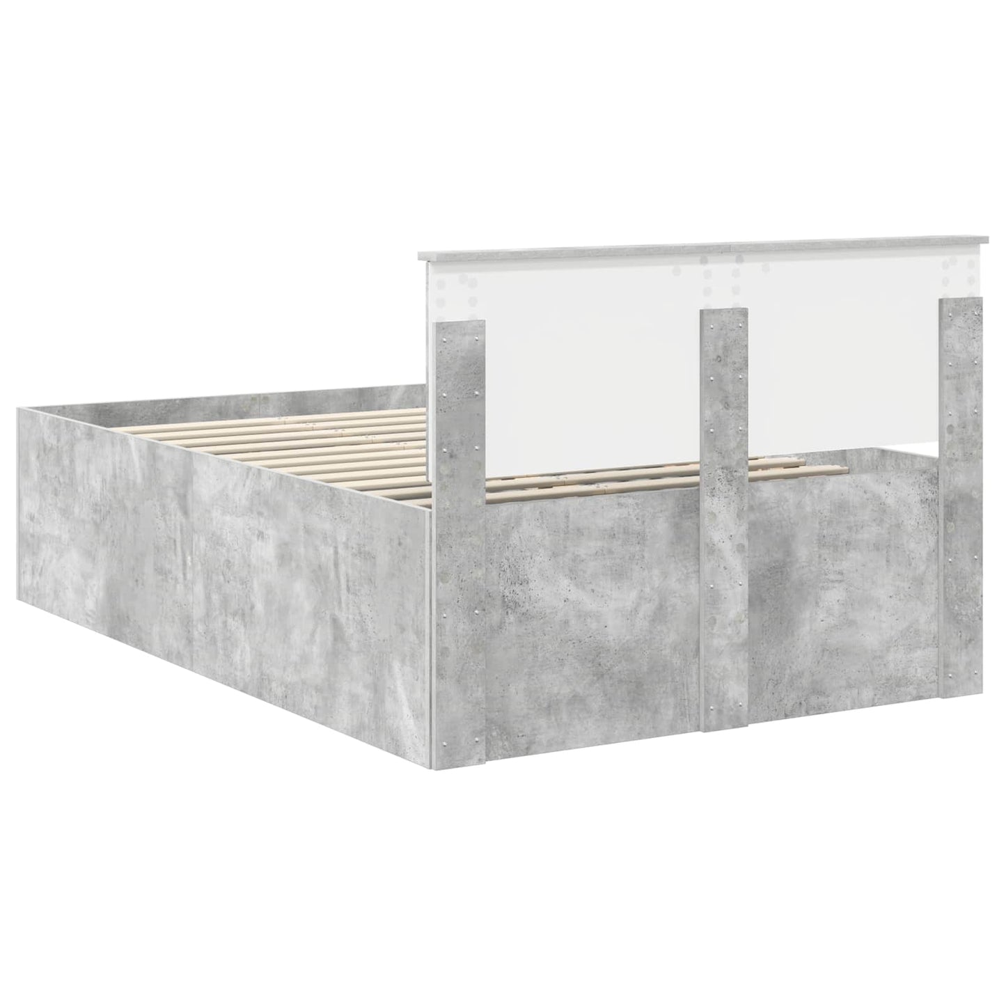 Bed Frame Concrete Grey 135 x 190 cm Engineered Wood