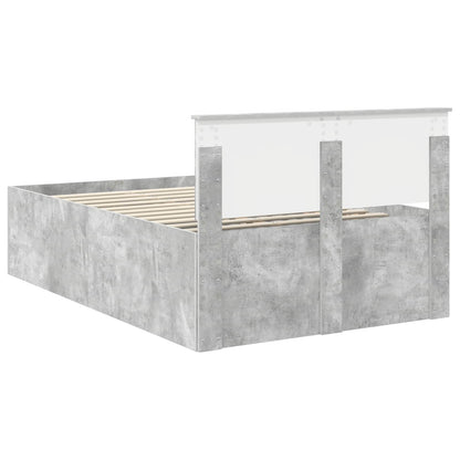 Bed Frame Concrete Grey 135 x 190 cm Engineered Wood