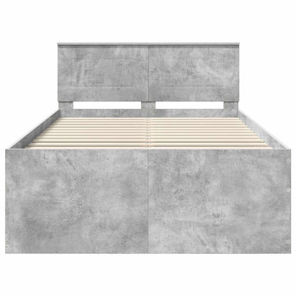 Bed Frame Concrete Grey 135 x 190 cm Engineered Wood