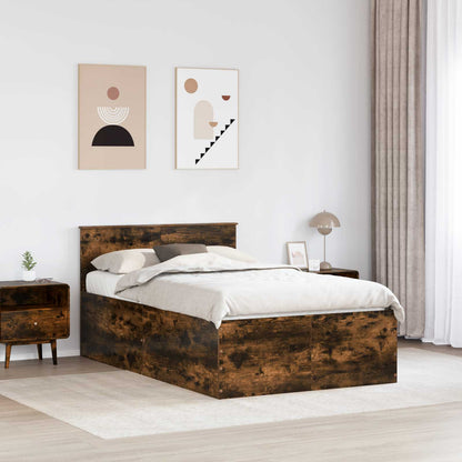 Bed Frame Smoked Oak 135 x 190 cm Engineered Wood