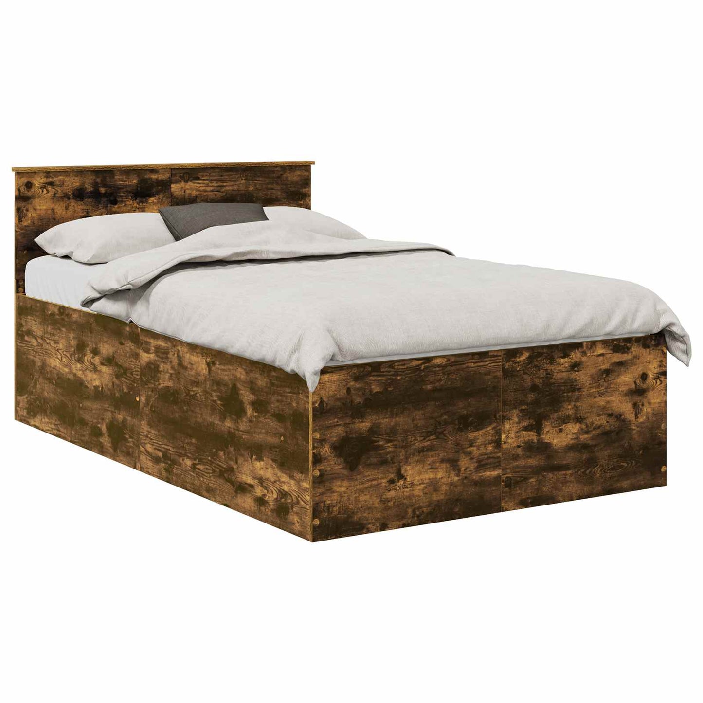 Bed Frame Smoked Oak 135 x 190 cm Engineered Wood