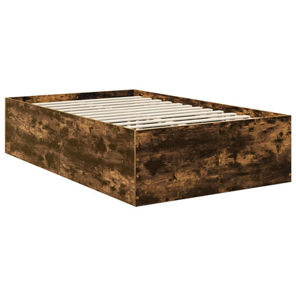 Bed Frame Smoked Oak 135 x 190 cm Engineered Wood