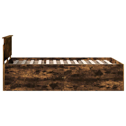 Bed Frame Smoked Oak 135 x 190 cm Engineered Wood