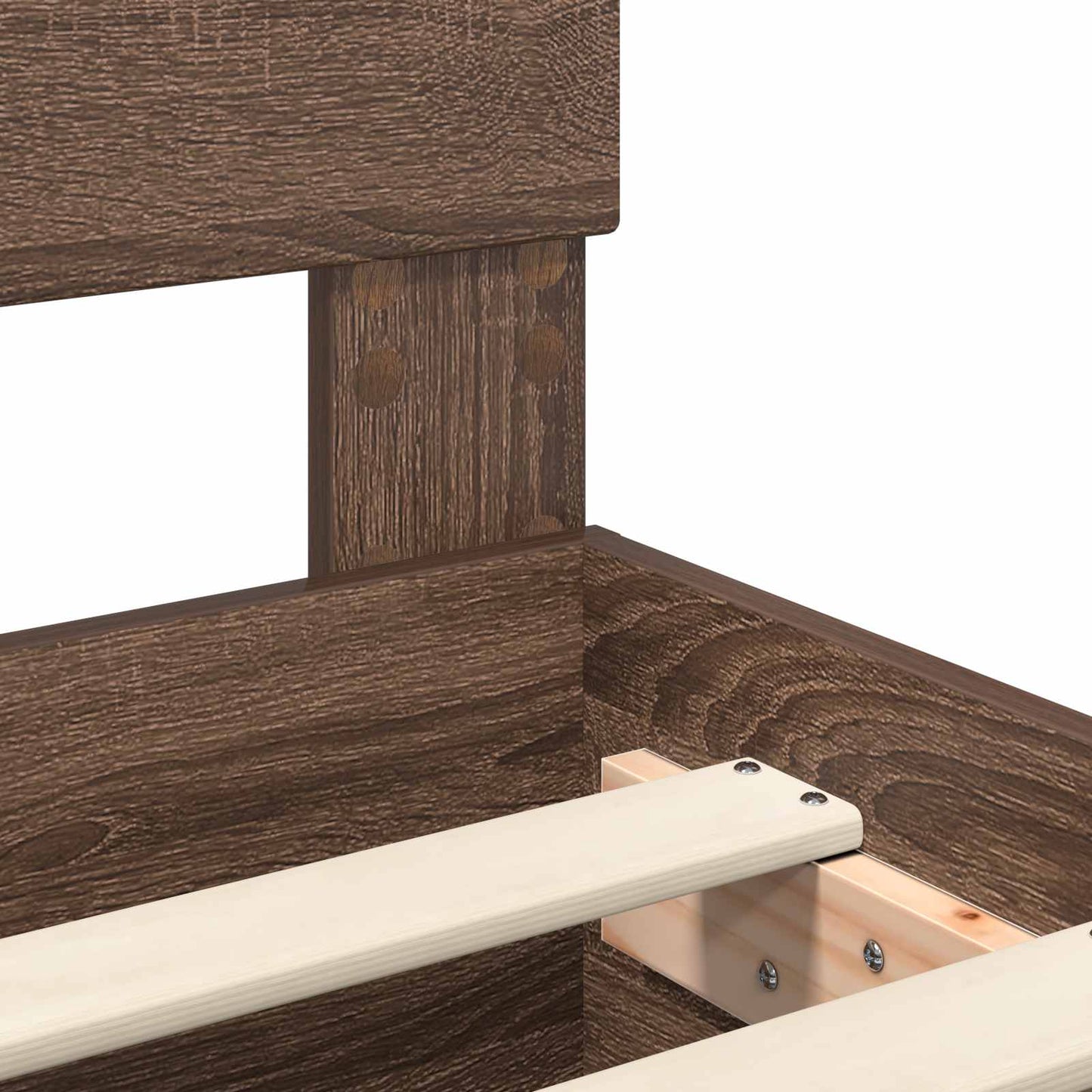 Bed Frame with Headboard Brown Oak 135 x 190 cm Engineered Wood