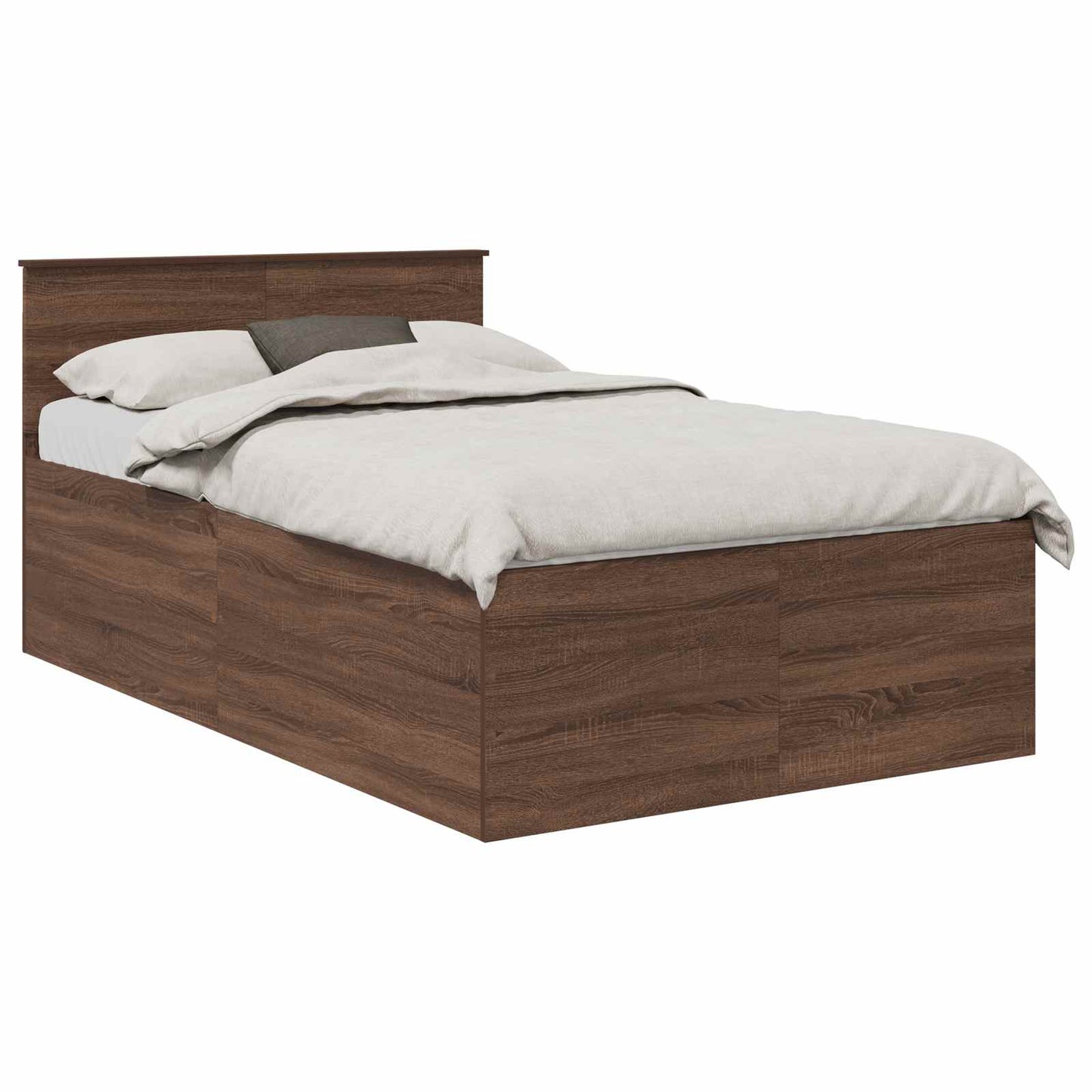 Bed Frame with Headboard Brown Oak 135 x 190 cm Engineered Wood