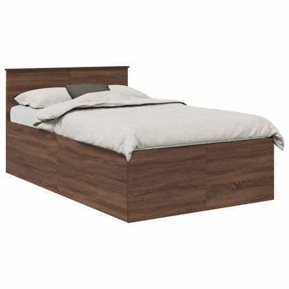 Bed Frame with Headboard Brown Oak 135 x 190 cm Engineered Wood