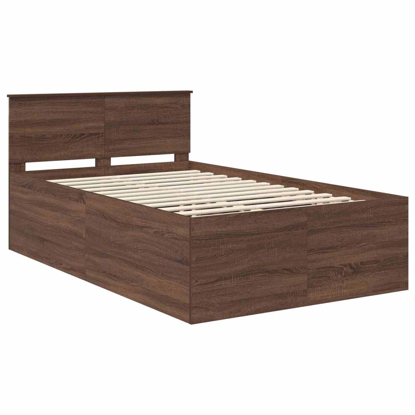 Bed Frame with Headboard Brown Oak 135 x 190 cm Engineered Wood