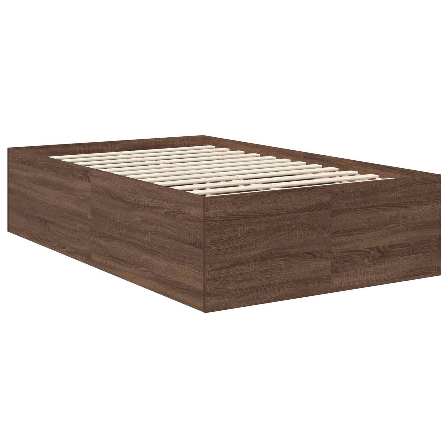 Bed Frame with Headboard Brown Oak 135 x 190 cm Engineered Wood