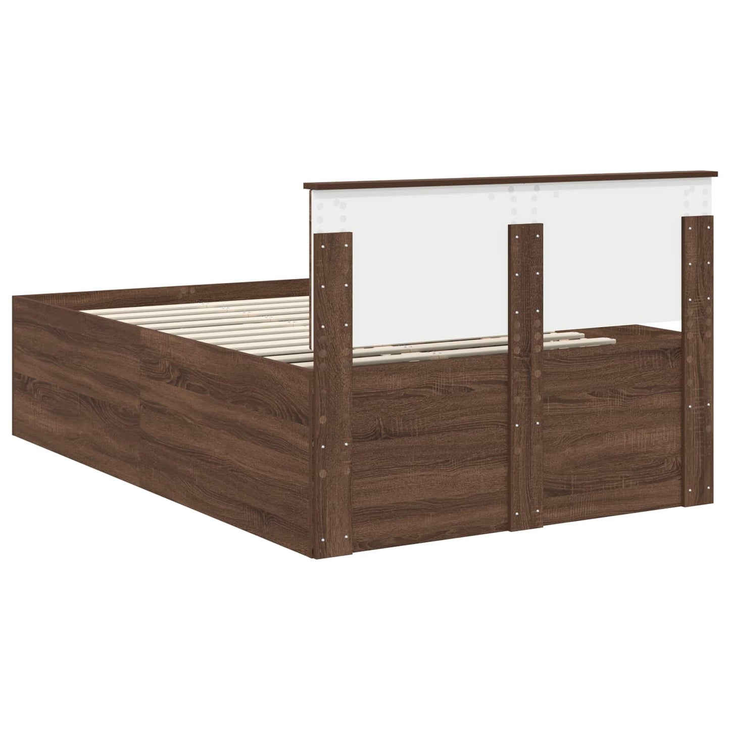 Bed Frame with Headboard Brown Oak 135 x 190 cm Engineered Wood