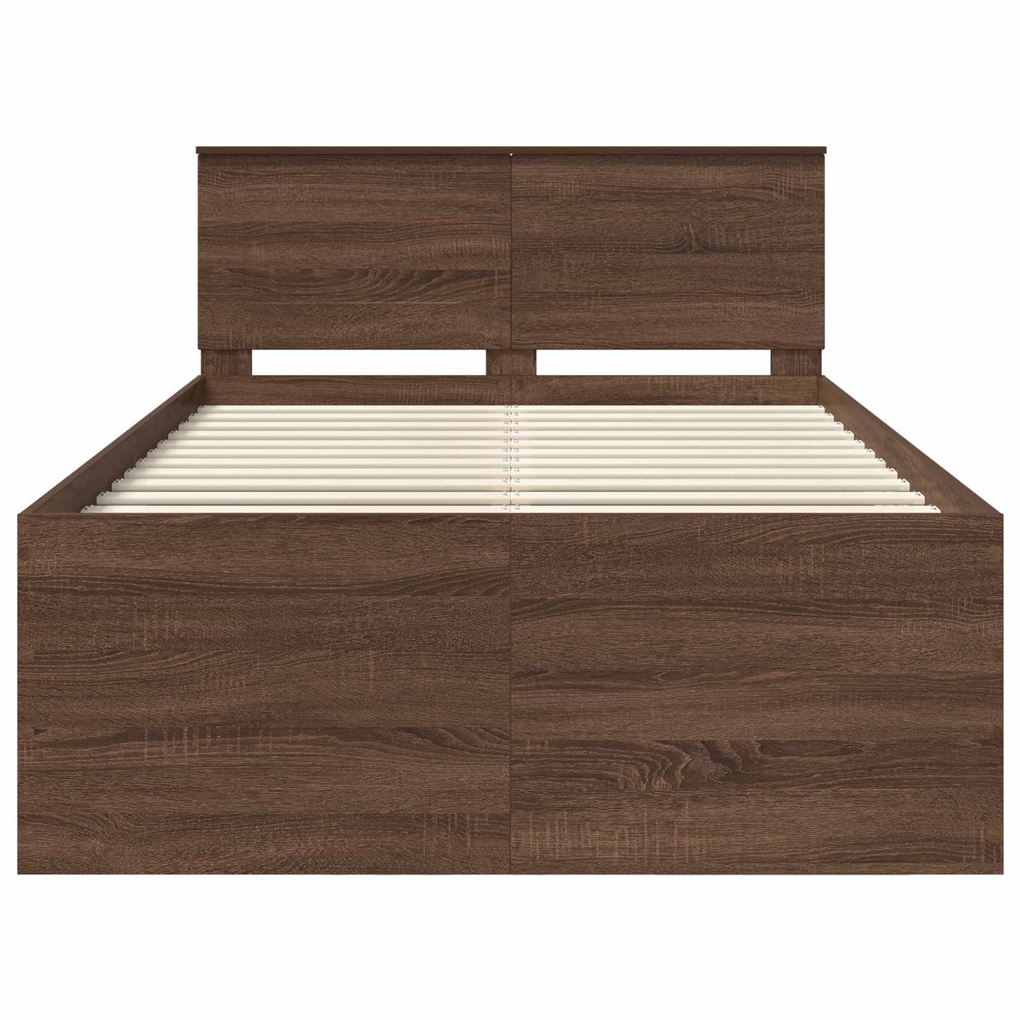 Bed Frame with Headboard Brown Oak 135 x 190 cm Engineered Wood