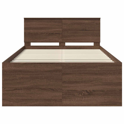 Bed Frame with Headboard Brown Oak 135 x 190 cm Engineered Wood