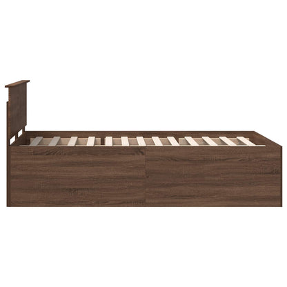 Bed Frame with Headboard Brown Oak 135 x 190 cm Engineered Wood