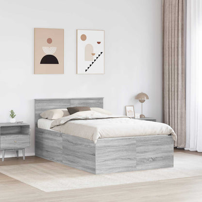 Bed Frame Grey Sonoma 120 x 190 cm Engineered Wood