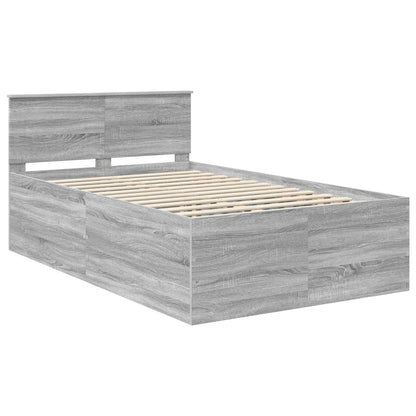 Bed Frame Grey Sonoma 120 x 190 cm Engineered Wood