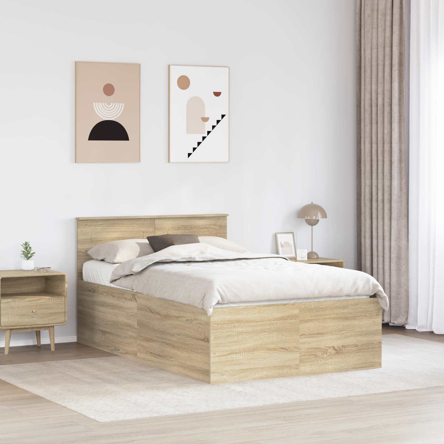 Bed Frame Sonoma Oak 120 x 200 cm Engineered Wood