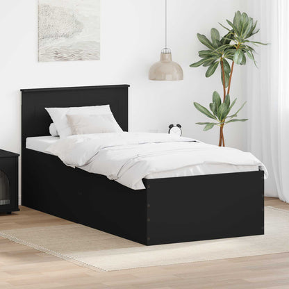 Bed Frame with Headboard Black 120 x 200 cm Engineered Wood