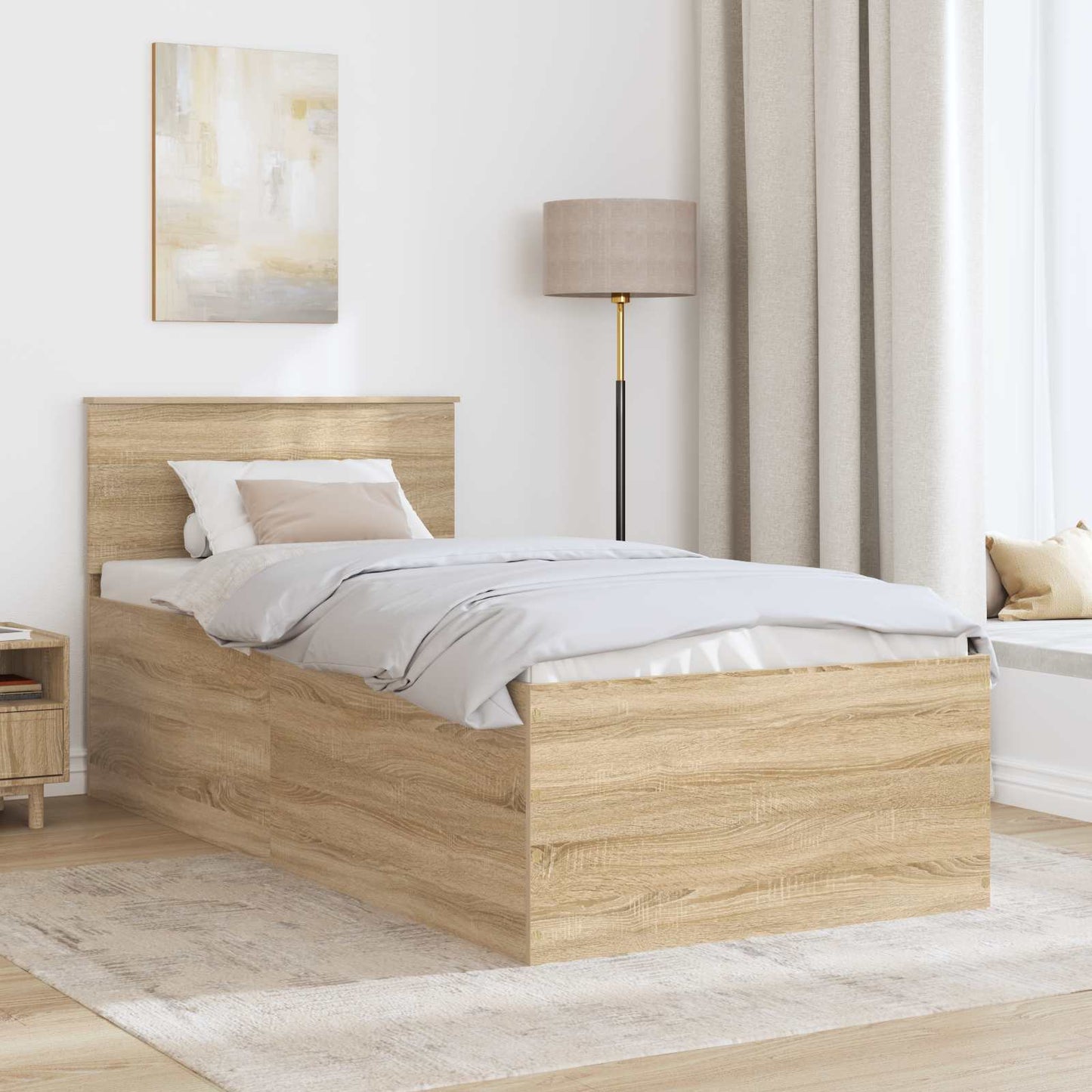 Bed Frame Sonoma Oak 120 x 200 cm Engineered Wood