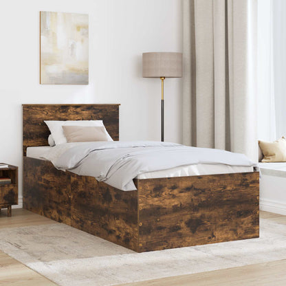 Bed Frame Smoked Oak 120 x 200 cm Engineered Wood