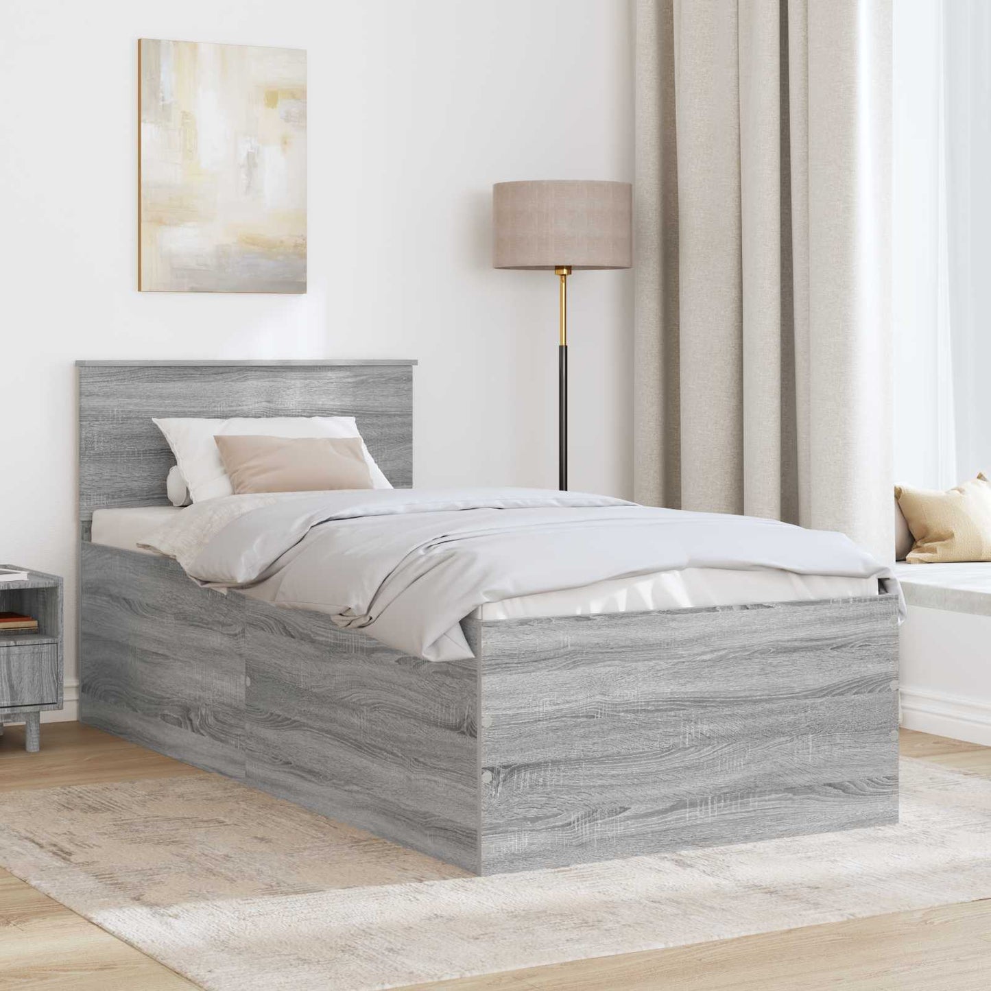Bed Frame Grey Sonoma 120 x 200 cm Engineered Wood