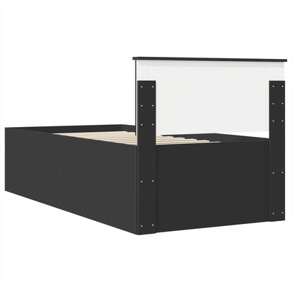 Bed Frame with Headboard Black 90 x 190 cm Engineered Wood