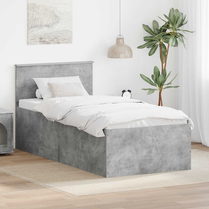 Bed Frame Concrete Grey 90 x 190 cm Engineered Wood