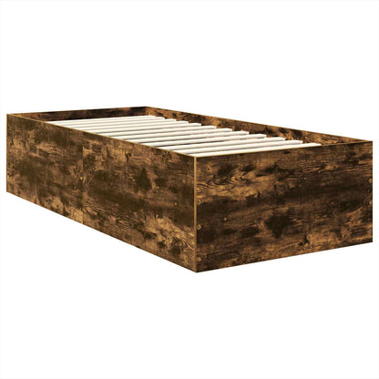 Bed Frame with Headboard Smoked Oak 90 x 190 cm Engineered Wood