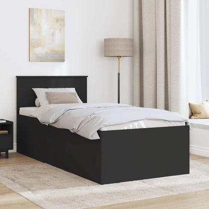 Bed Frame with Headboard Black 90 x 200 cm Engineered Wood