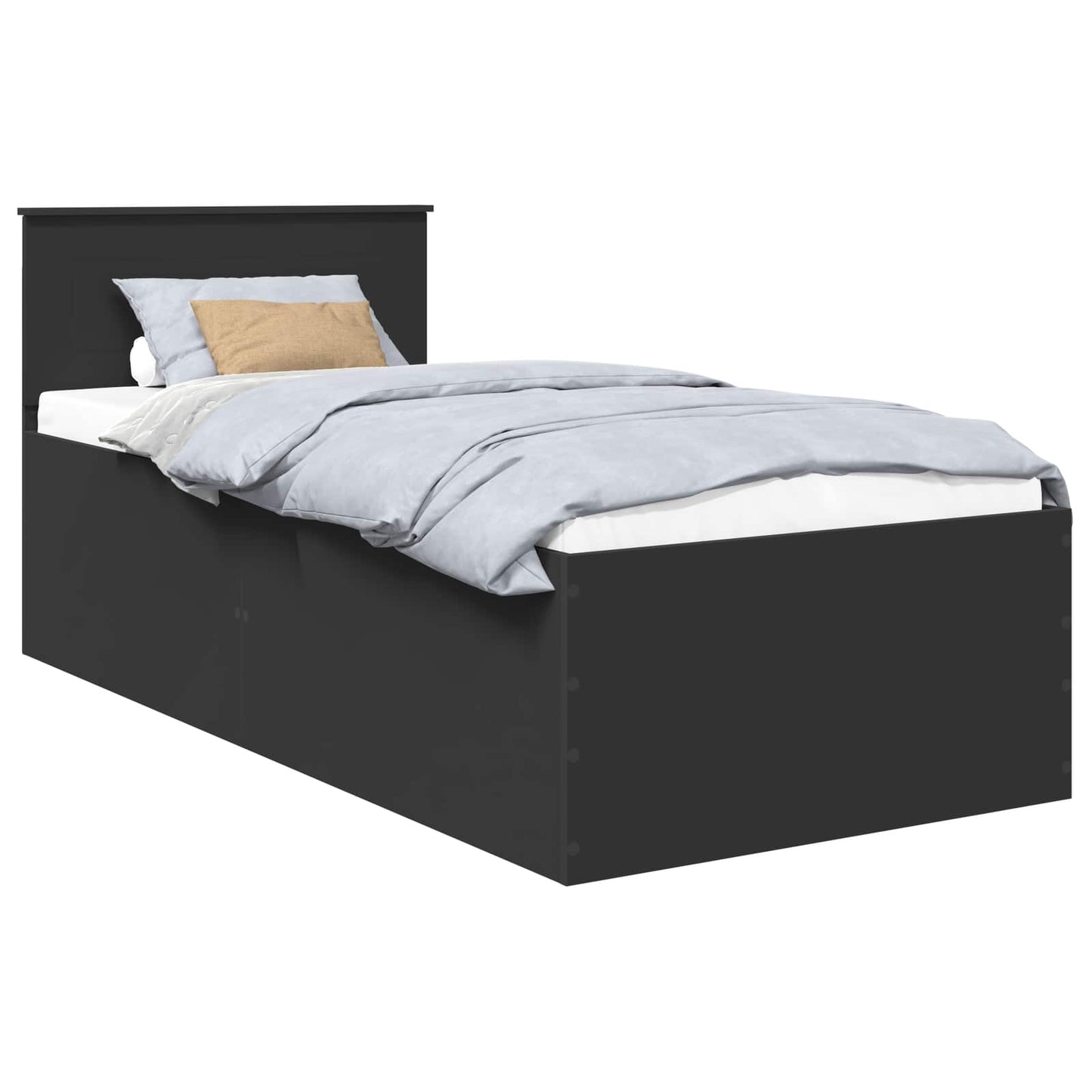 Bed Frame with Headboard Black 90 x 200 cm Engineered Wood
