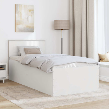 Bed Frame with Headboard White 75 x 190 cm Engineered Wood