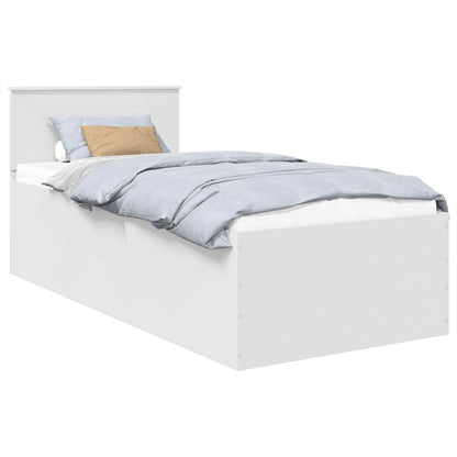 Bed Frame with Headboard White 75 x 190 cm Engineered Wood