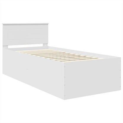 Bed Frame with Headboard White 75 x 190 cm Engineered Wood
