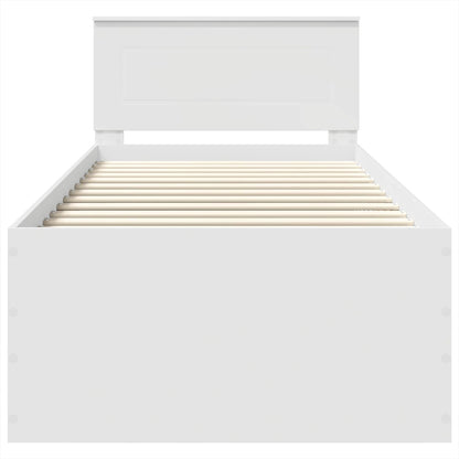 Bed Frame with Headboard White 75 x 190 cm Engineered Wood