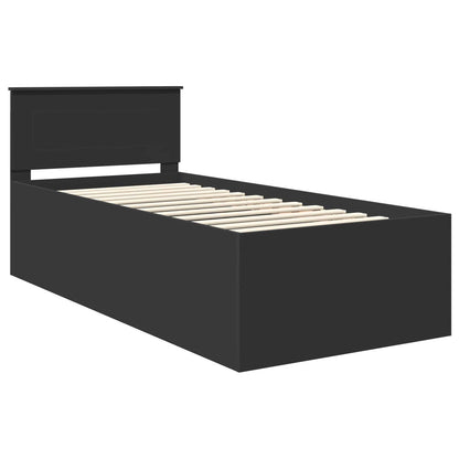 Bed Frame with Headboard Black 75 x 190 cm Engineered Wood