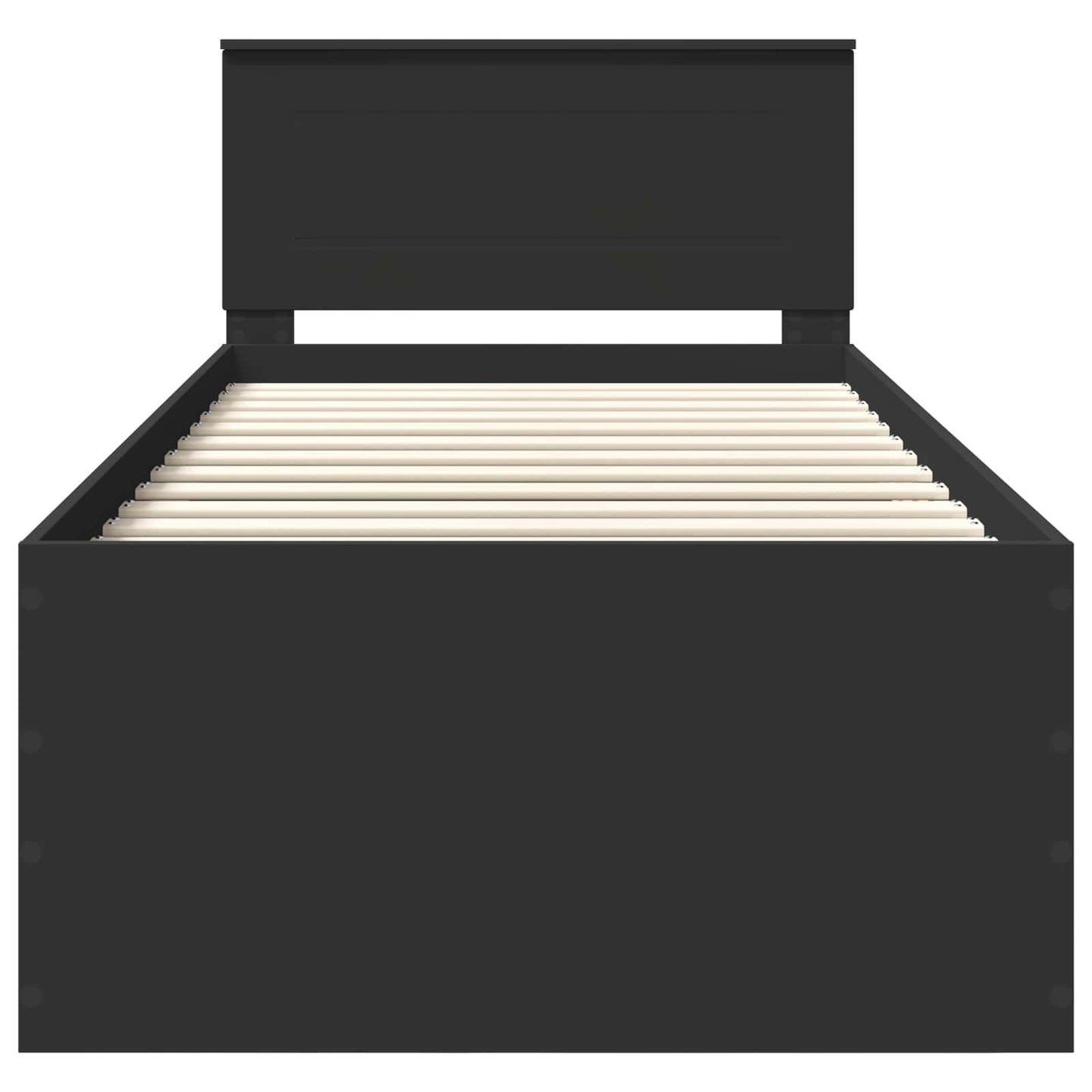 Bed Frame with Headboard Black 75 x 190 cm Engineered Wood