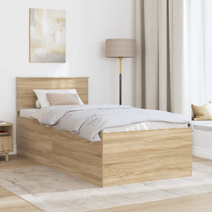 Bed Frame with Headboard Sonoma Oak 75 x 190 cm Engineered Wood