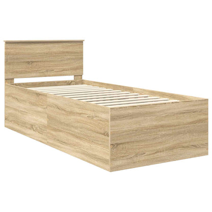 Bed Frame with Headboard Sonoma Oak 75 x 190 cm Engineered Wood