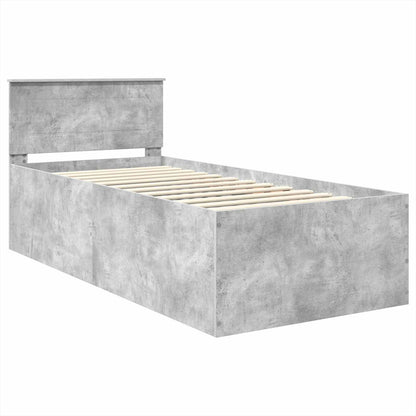 Bed Frame Concrete Grey 75 x 190 cm Engineered Wood