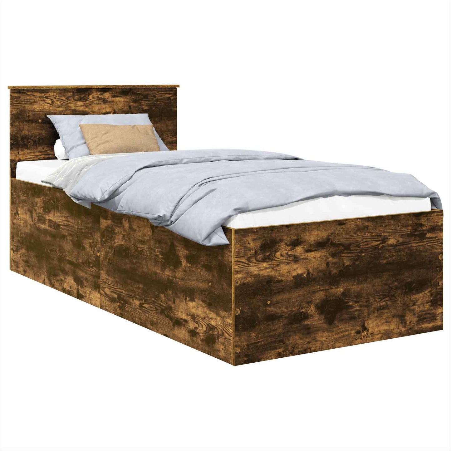 Bed Frame with Headboard Smoked Oak 75 x 190 cm Engineered Wood
