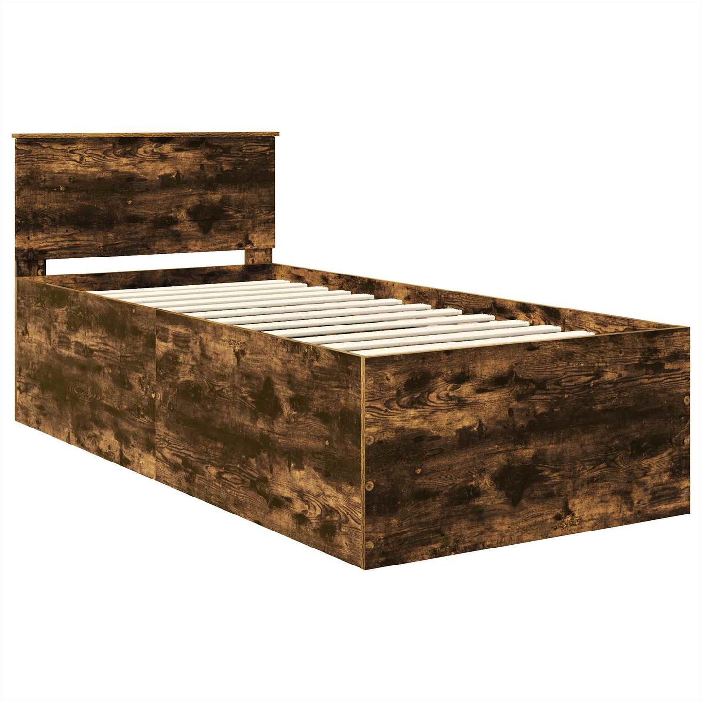 Bed Frame with Headboard Smoked Oak 75 x 190 cm Engineered Wood