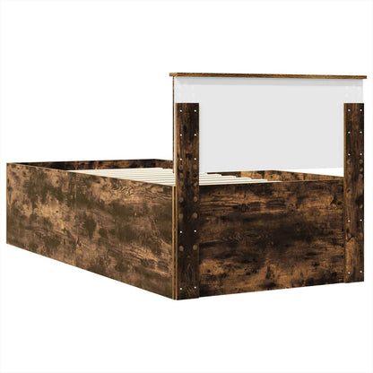 Bed Frame with Headboard Smoked Oak 75 x 190 cm Engineered Wood