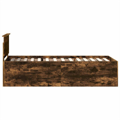 Bed Frame with Headboard Smoked Oak 75 x 190 cm Engineered Wood