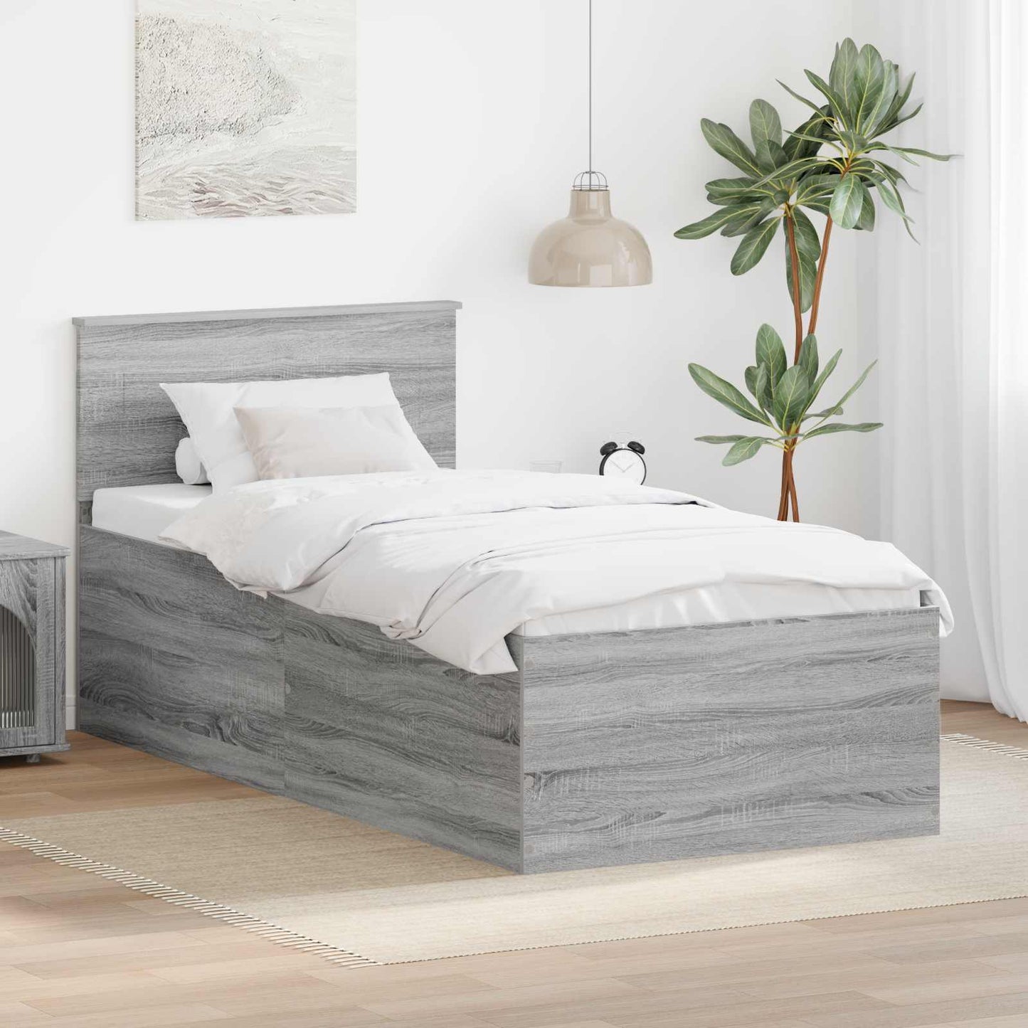Bed Frame Grey Sonoma 75 x 190 cm Engineered Wood